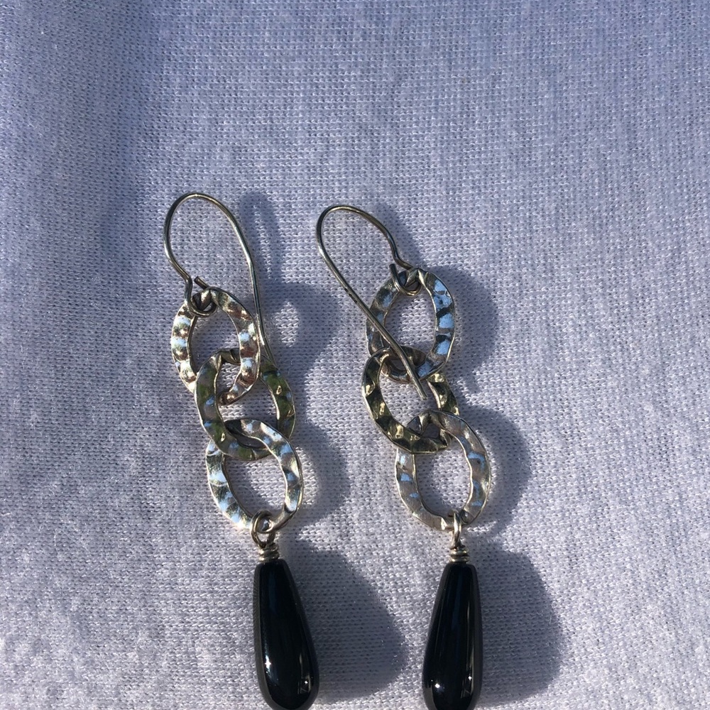 Silpada Silver Onyx Link Earrings
